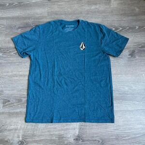 Volcom Mens Solid Blue Logo Tee Size Large